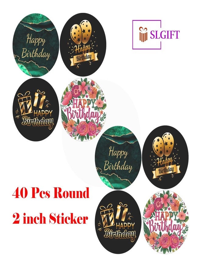 SLGIFT Vinyl Happy Birthday Theme Sticker, Self-Adhesive Vinyl Stickers, 40 Pieces, 2 x 2 Inches Round Sticker, 4 Unique Designs, R191 - Image 4